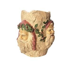 VTG Old World Christmas Santa Claus Candleholder Three Faces House of Lloyd